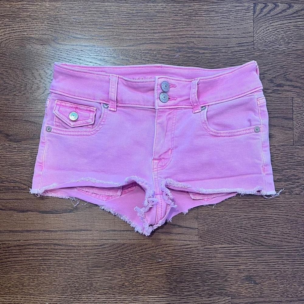 y2k vintage american eagle pink low rise jean shorts size 0
